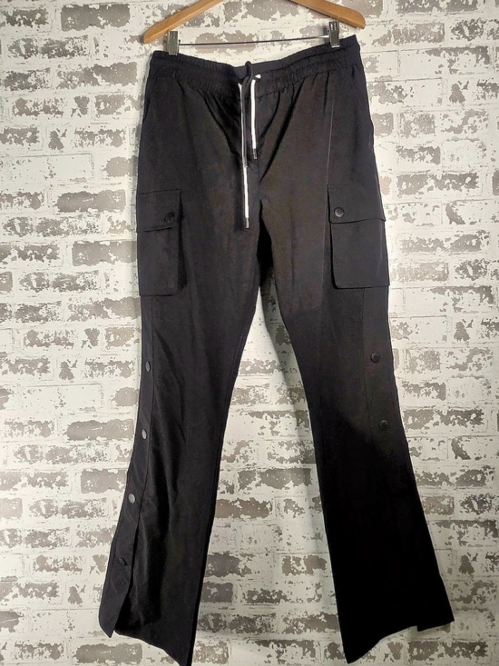 Kloud9 New York Men Black Side Snap Button Flared Cargo Track Pants XL